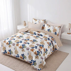 Cubrecama Quilt Estampado Flores Fenore — Edredones y Plumones Colombia