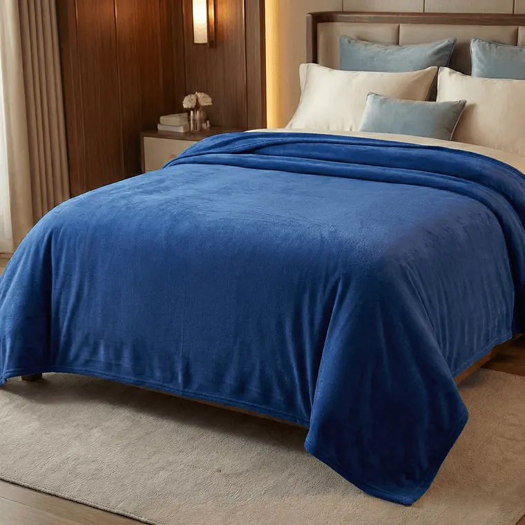 Cobija Térmica Antialérgica Flannel Azul Cobalto 1