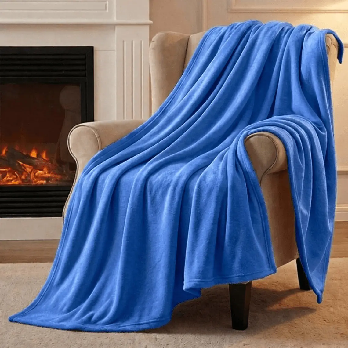 Cobija Térmica Antialérgica Flannel Azul Cobalto 5