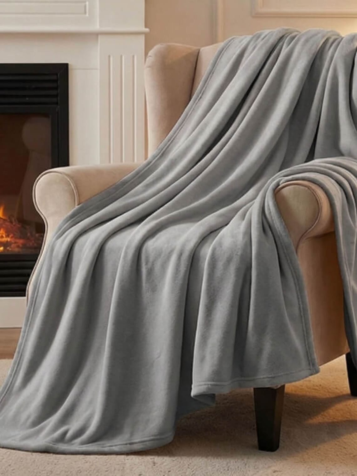 Cobija Flannel Térmica Antialérgica Gris Claro 2