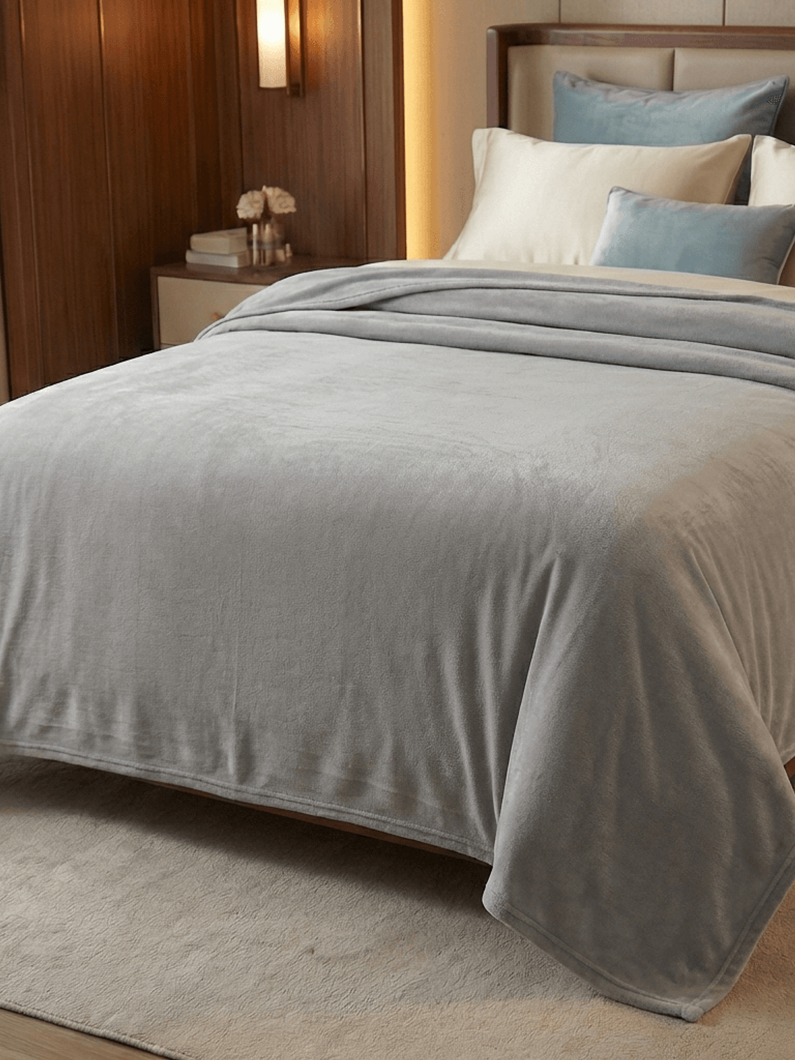 Cobija Flannel Térmica Antialérgica Gris Claro 1