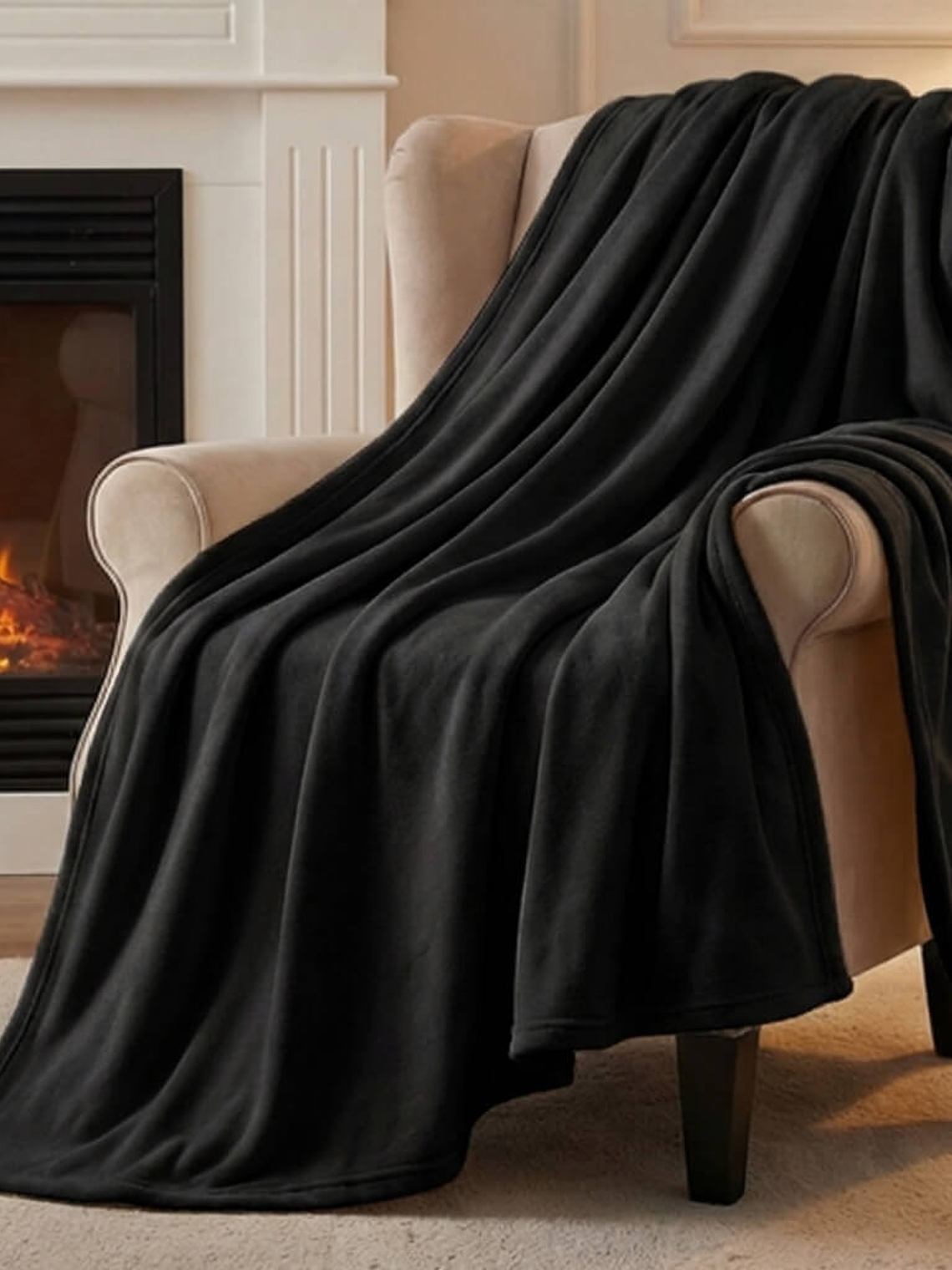 Cobija Flannel Térmica Antialérgica Negra 3