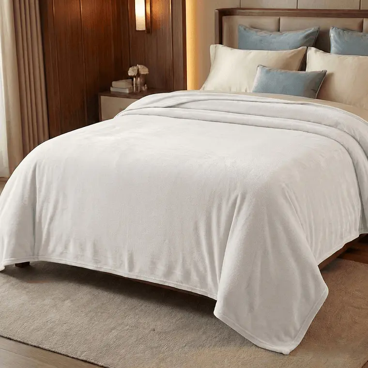 Cobija Flannel Térmica Antialérgica Blanca 1