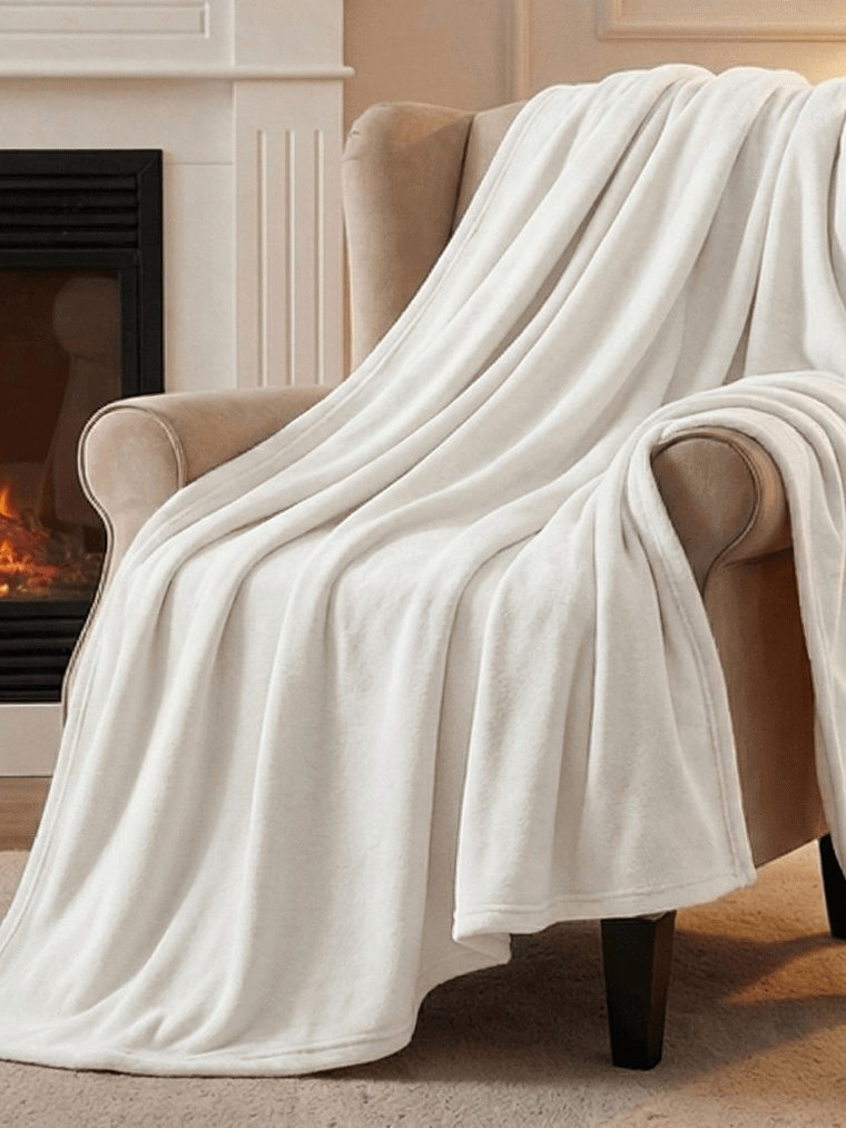 Cobija Flannel Térmica Antialérgica Blanca 2