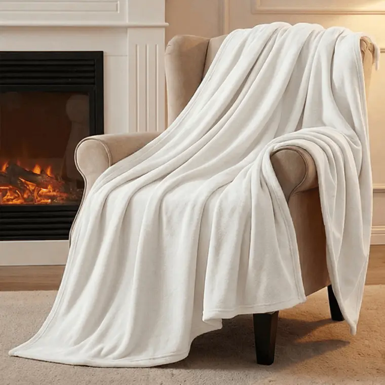 Cobija Flannel Térmica Antialérgica Blanca 2