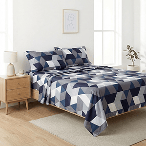 Juego De Cama Estampado Triangulos Fenore — Sábanas y Fundas Colombia