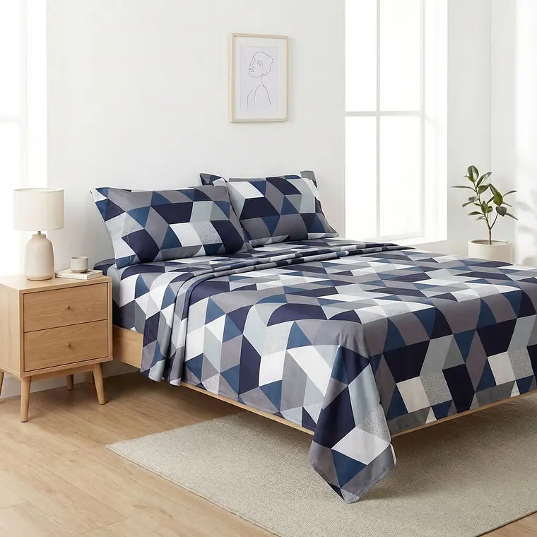 Juego De Cama Estampado Triangulos 1