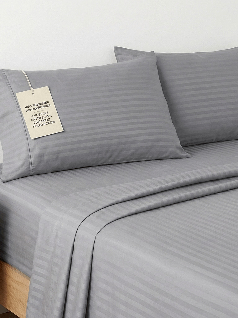 Juego De Cama Unicolor Gris Claro 2