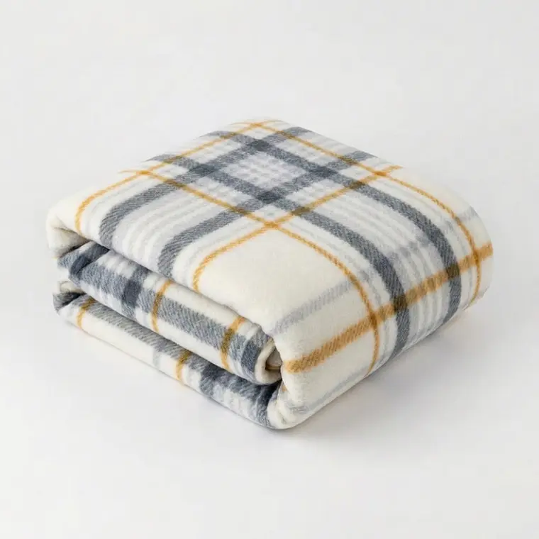 Cobija Estampada Dani Crema Cuadros Polar Térmica 2