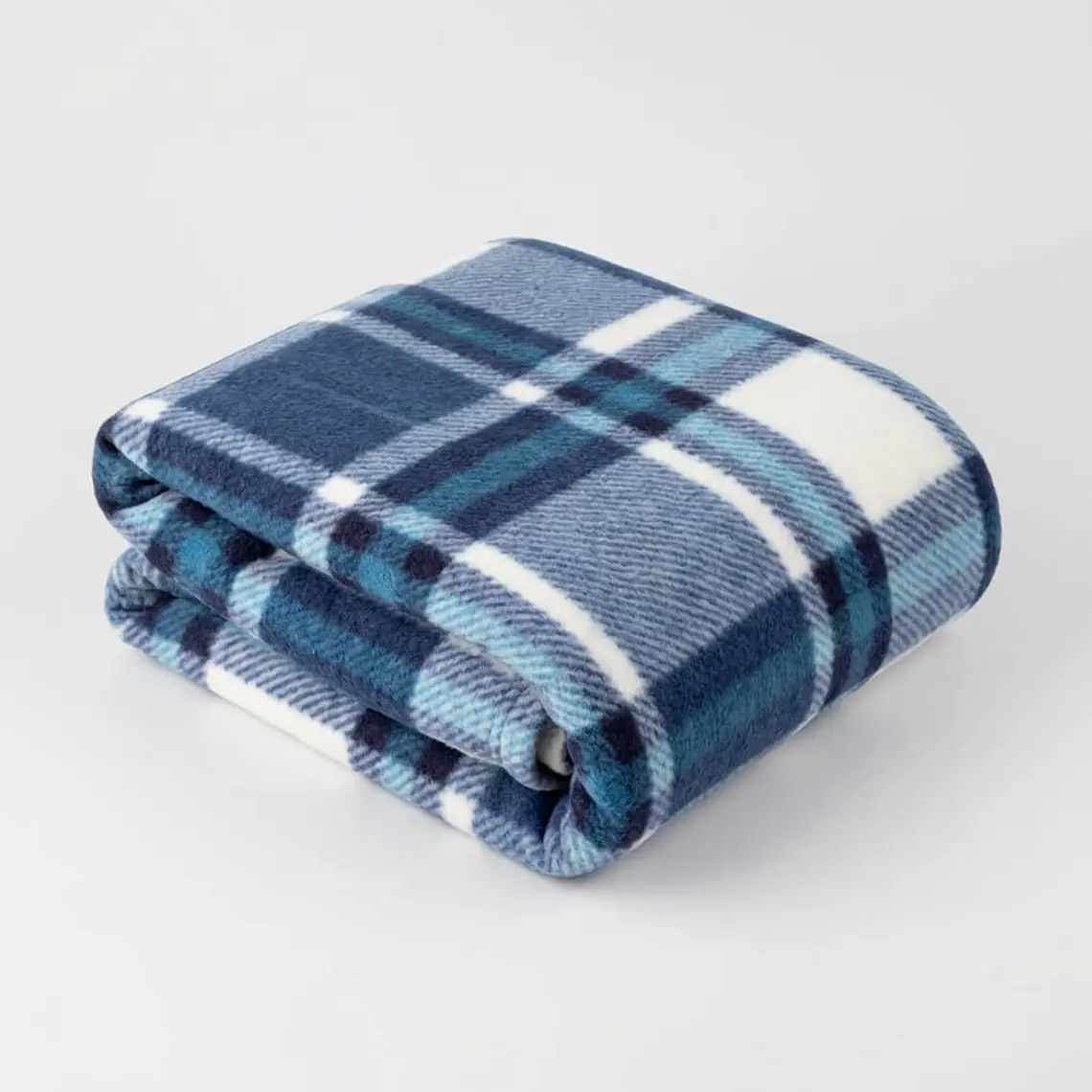 Cobija Estampada Dani Azul Blanco Cuadros Polar Térmica 2
