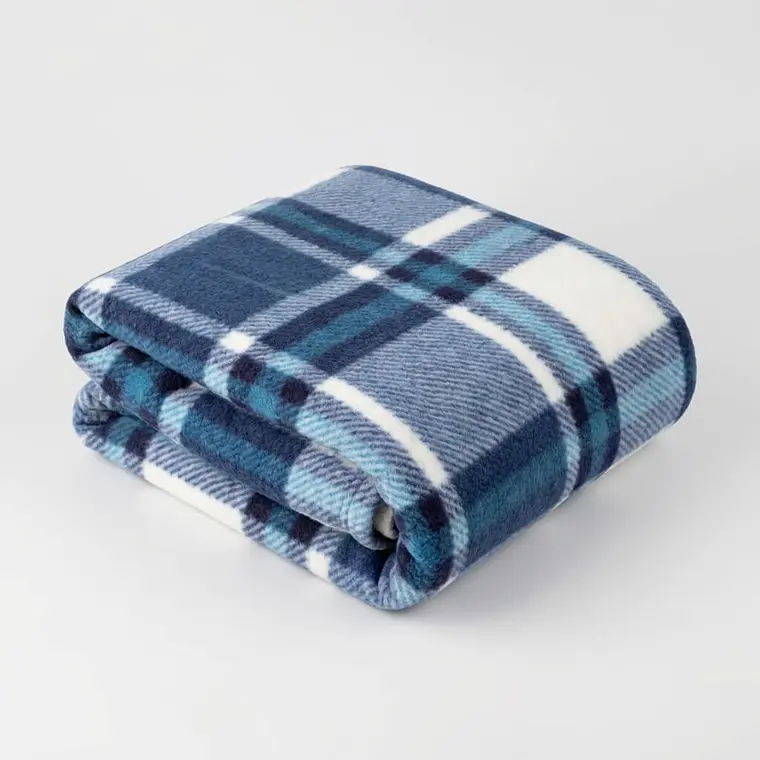 Cobija Estampada Dani Azul Blanco Cuadros Polar Térmica 2