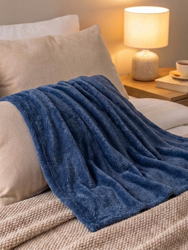 Cobija Flannel Térmica Antialérgica Azul Navy 1