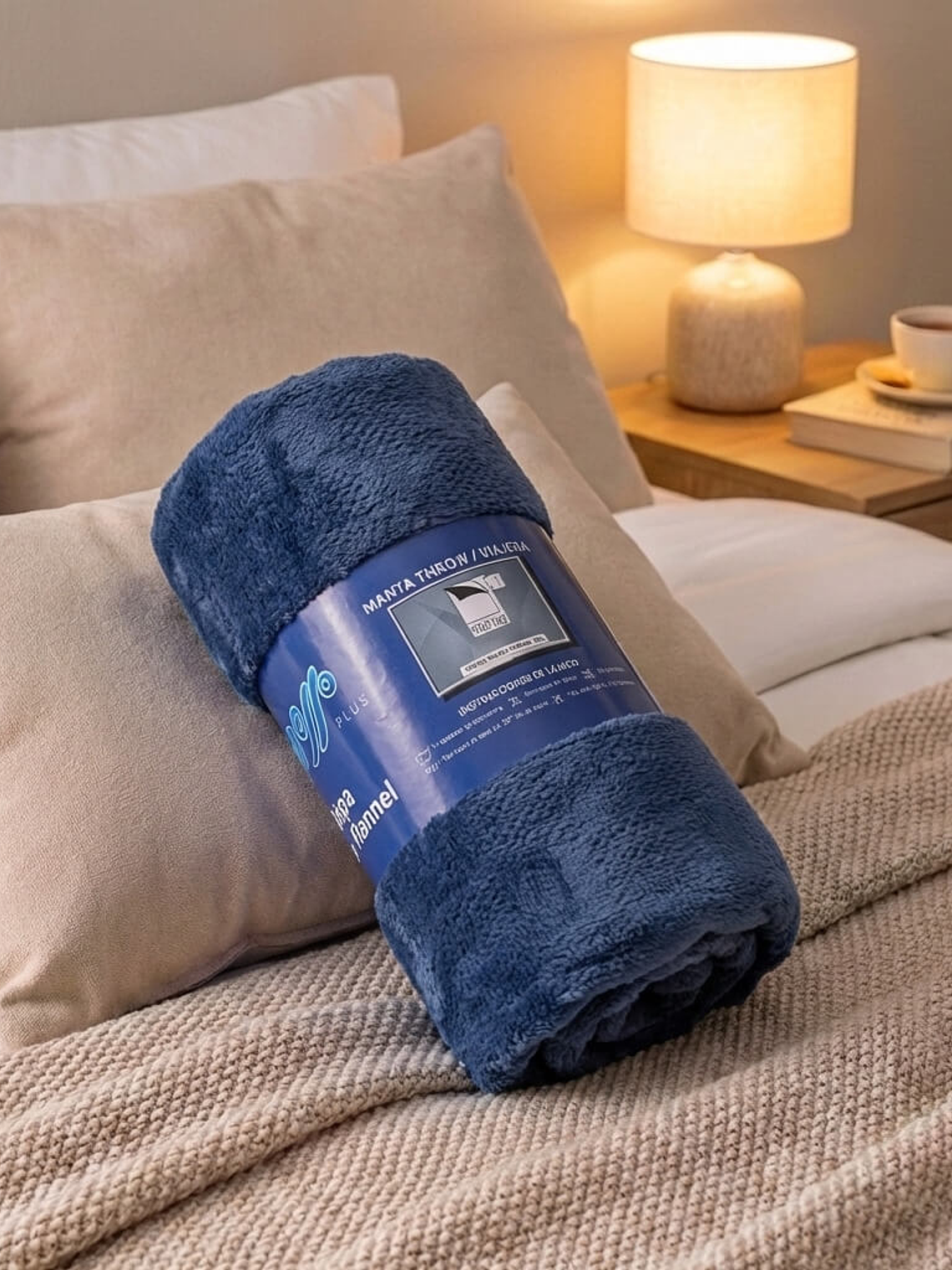 Cobija Flannel Térmica Antialérgica Azul Navy 2
