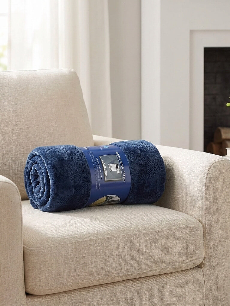 Cobija Flannel Térmica Antialérgica Azul Navy 3