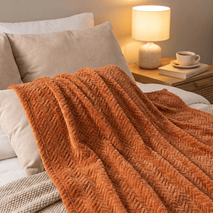 Cobija Flannel Térmica Antialérgica Naranja Fenore — Cobijas y Mantas Colombia