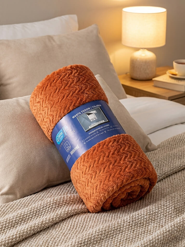 Cobija Flannel Térmica Antialérgica Naranja 2