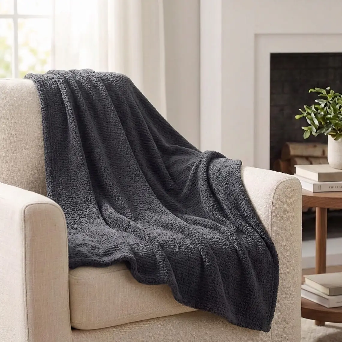 Cobija Flannel Térmica Antialérgica Gris Oscuro 1