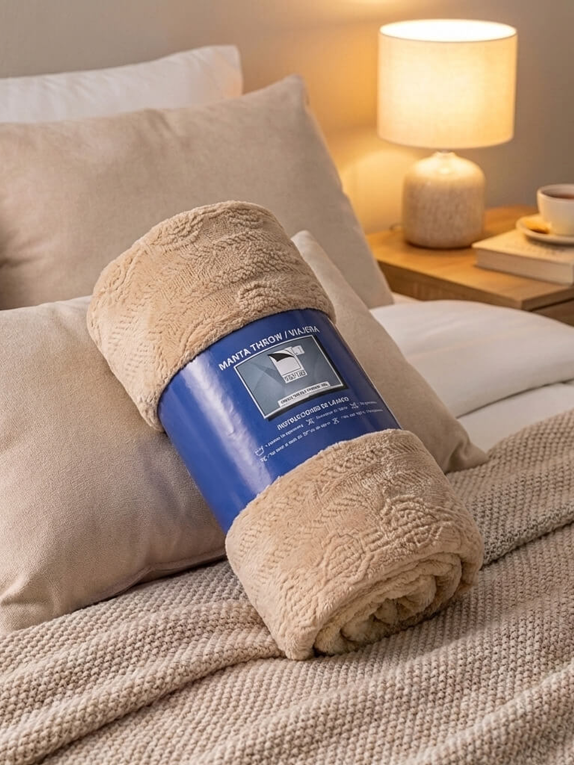 Cobija Flannel Térmica Antialérgica Beige 2