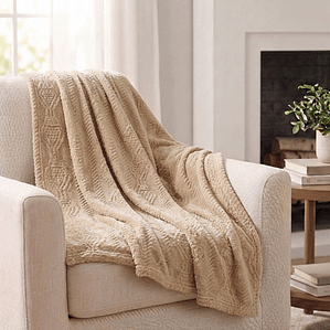 Cobija Flannel Térmica Antialérgica Beige Fenore — Cobijas y Mantas Colombia