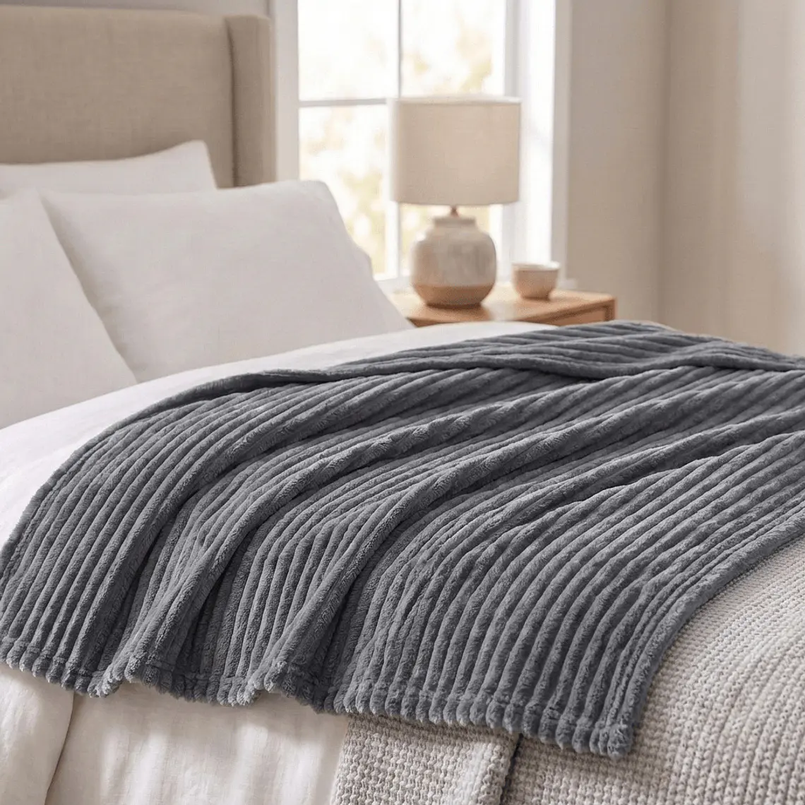 Cobija Flannel Térmica Antialérgica Gris Perla 1