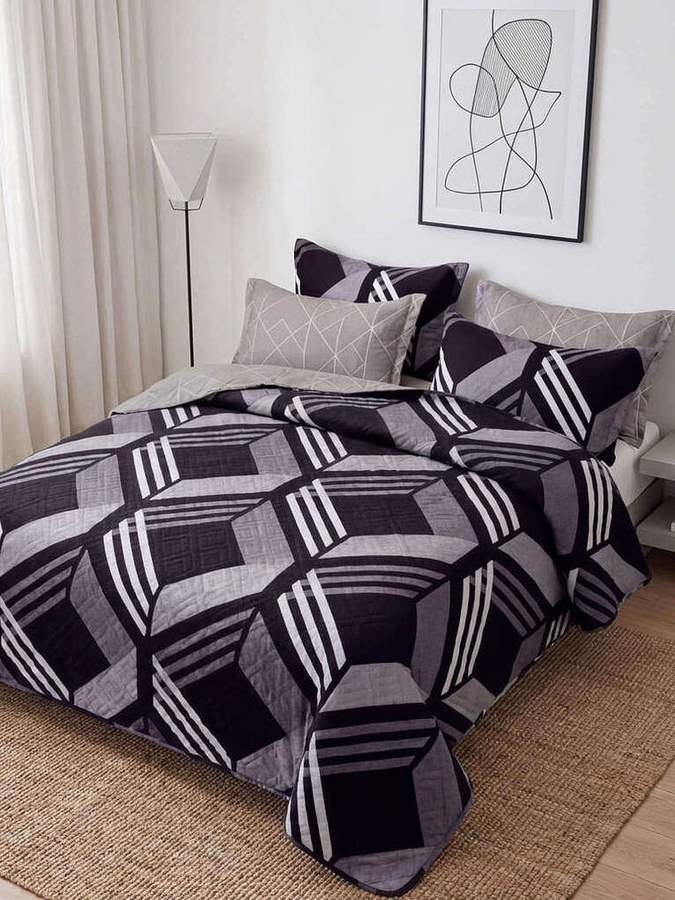 Cubrecama Quilt Estampado Rombos 1