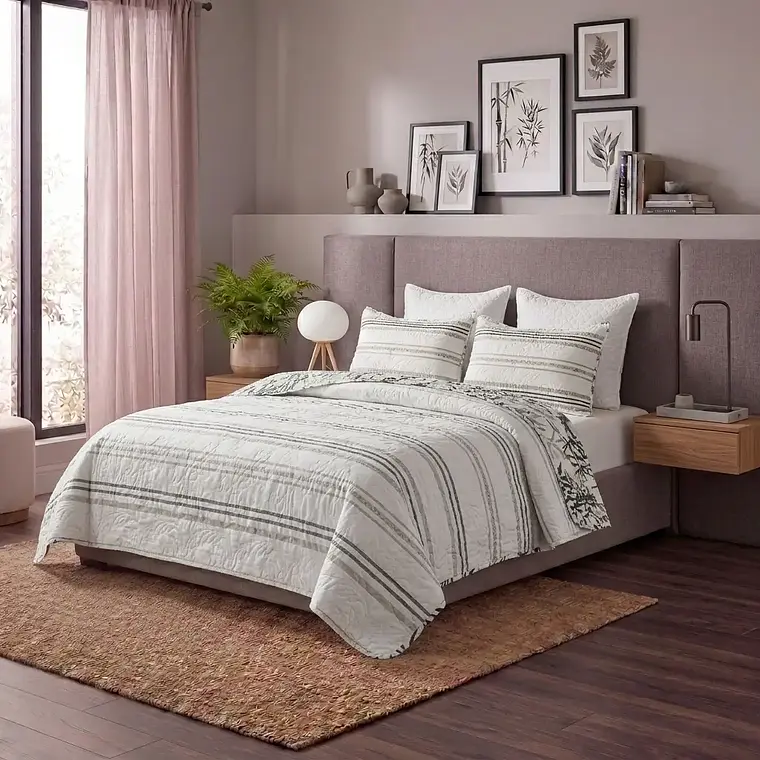 Cubrecama Quilt Estampado hojas 2