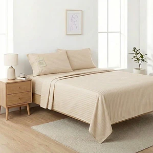Juego De Sábanas Unicolor Beige Claro Fenore — Sábanas y Fundas Colombia