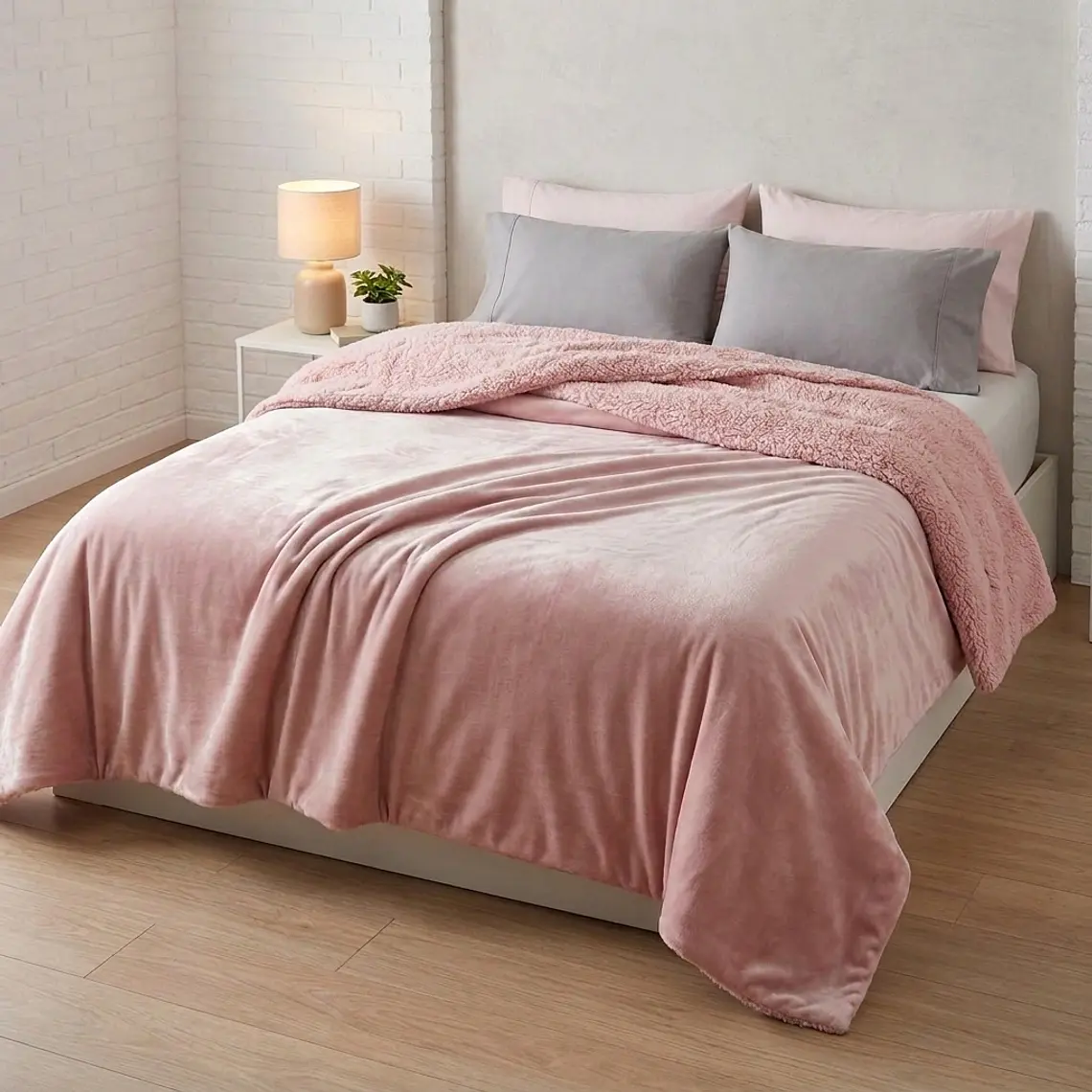 Cobija Sherpa Reversible Flannel Unicolor - Preventa 2