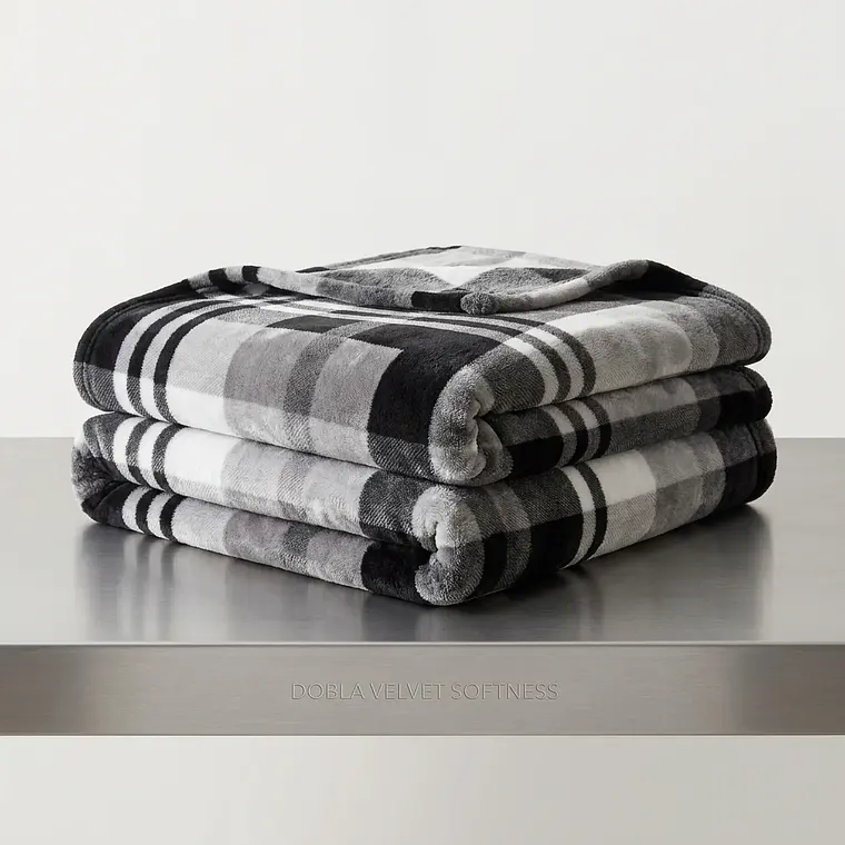 Cobija Flannel Cuadros Onix 2