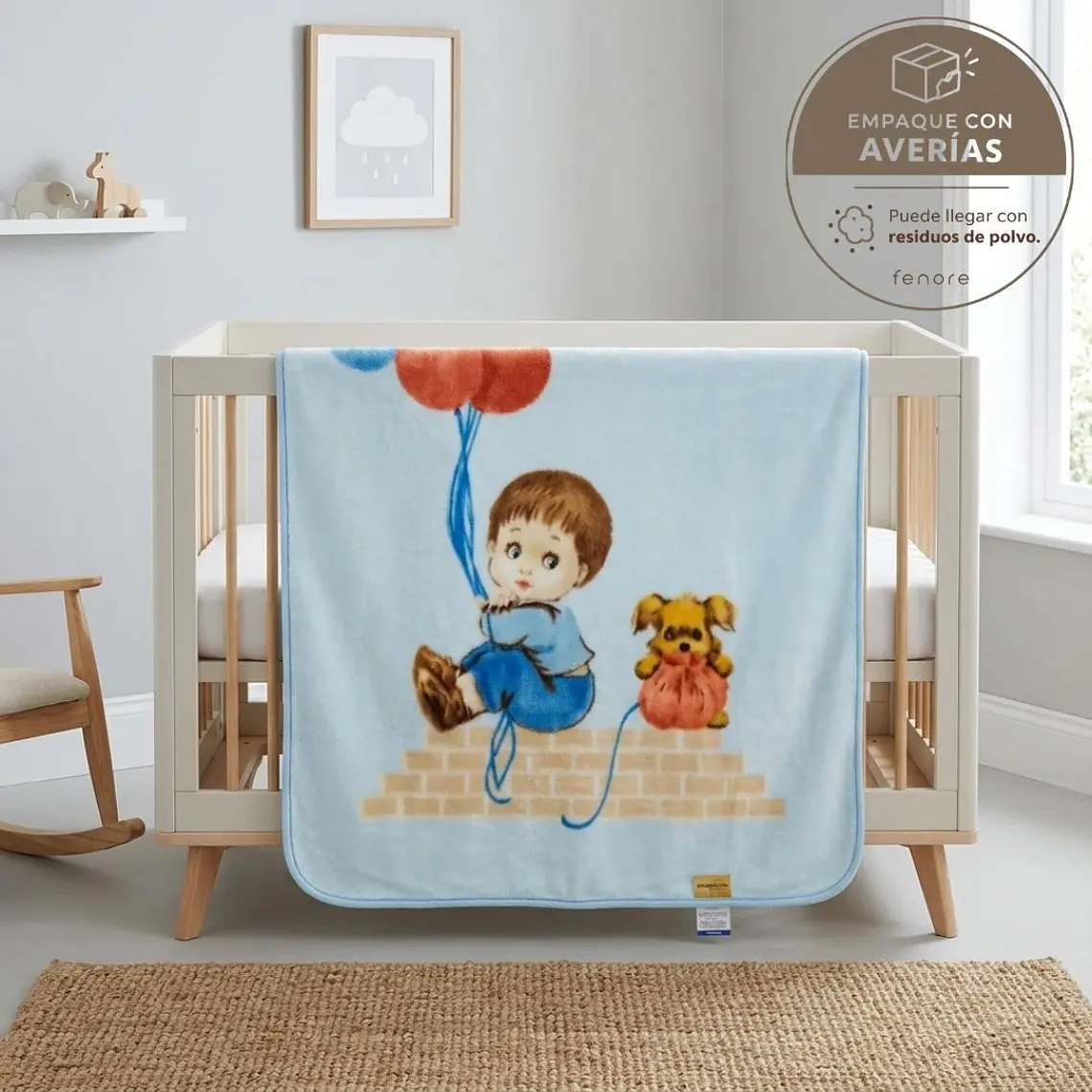 Cobija Bebé Niño con Globos y Perrito 1