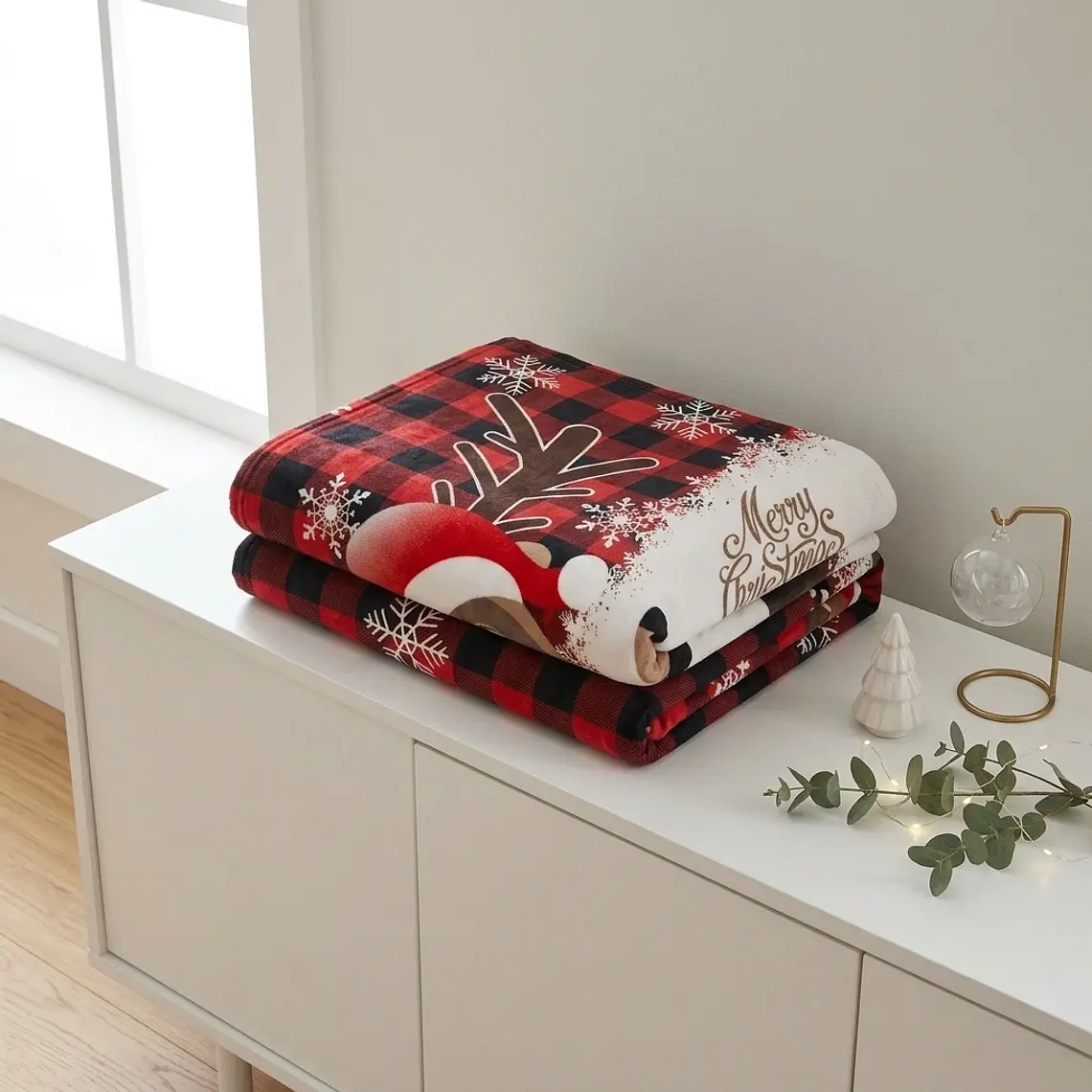 Cobija Flannel Navideña - Reno 3