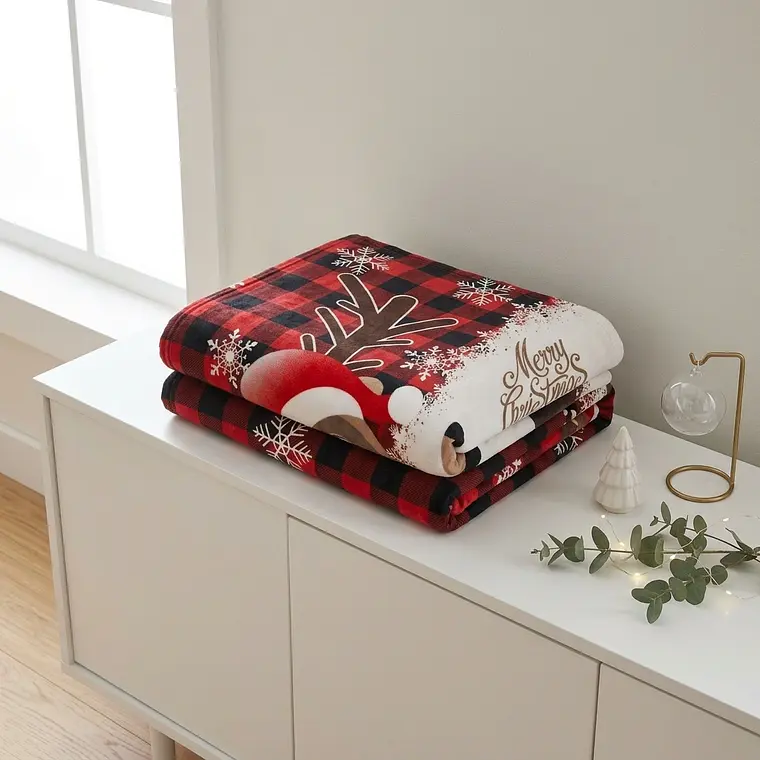 Cobija Flannel Navideña - Reno 3