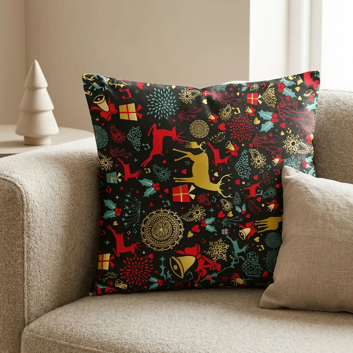 Funda de Cojín Navidad 50x50 – Bosque de Renos 3