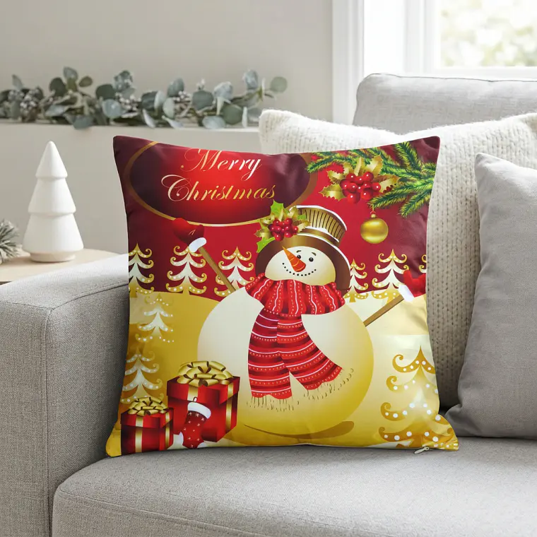 Funda de Cojín Navidad 50x50 – Muñeco de Nieve 2