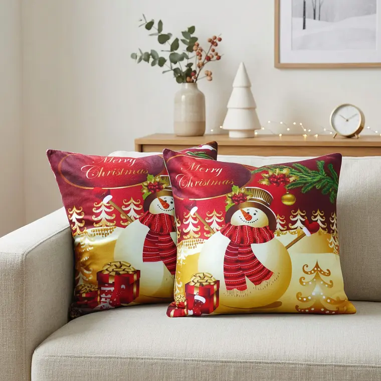 Funda de Cojín Navidad 50x50 – Muñeco de Nieve 3