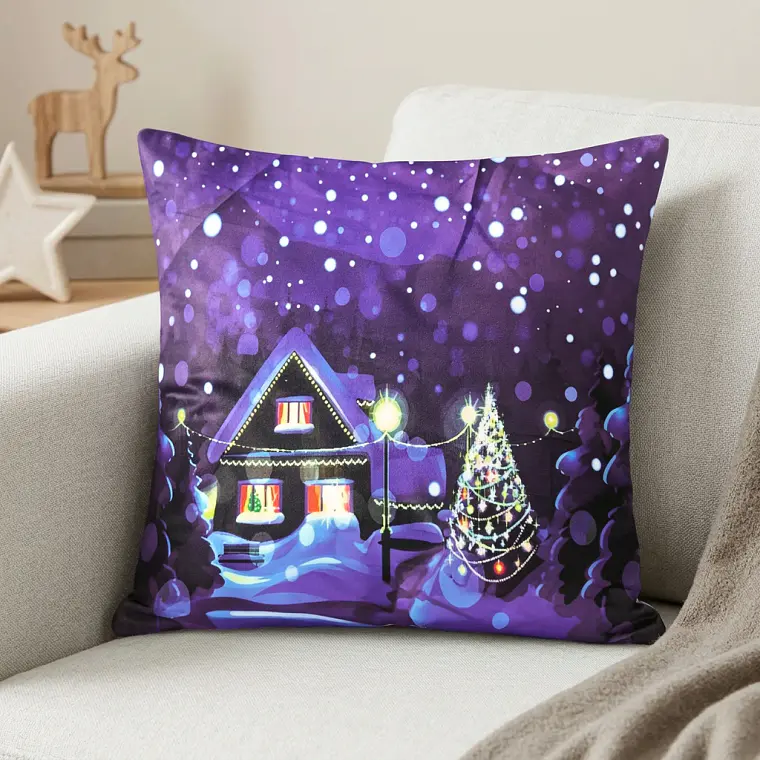 Funda de Cojín Navidad 50x50 – Cabaña Nevada 4