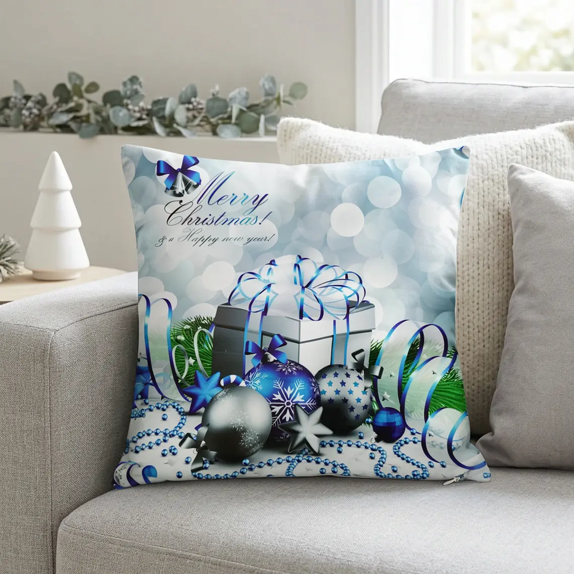 Funda de Cojín Navidad 50x50 – Azul Escarcha 3