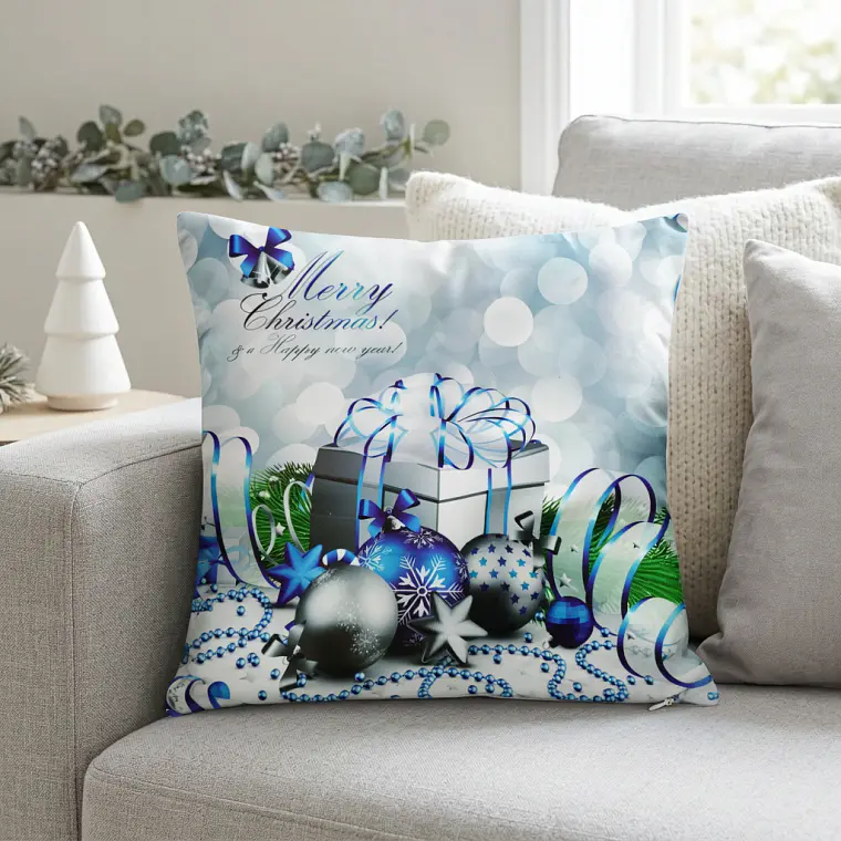 Funda de Cojín Navidad 50x50 – Azul Escarcha 3