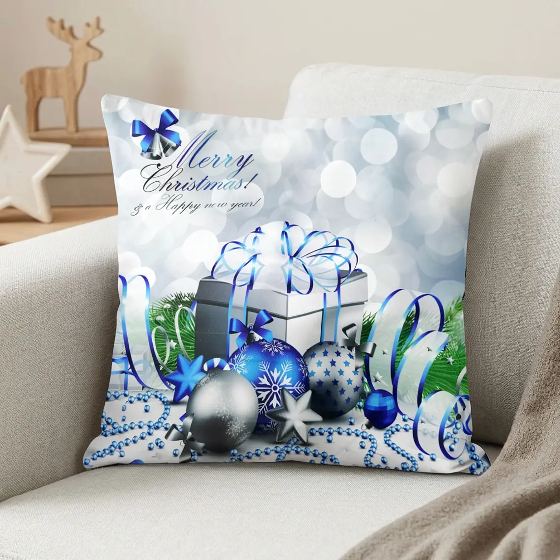 Funda de Cojín Navidad 50x50 – Azul Escarcha 5
