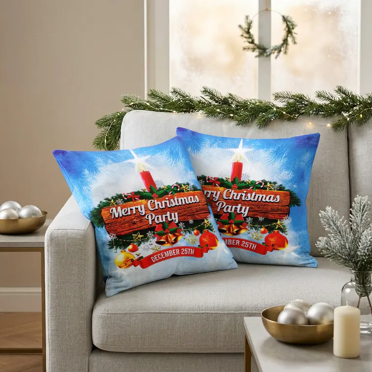 Funda de Cojín Navidad 50x50 – Vela Navideña 1