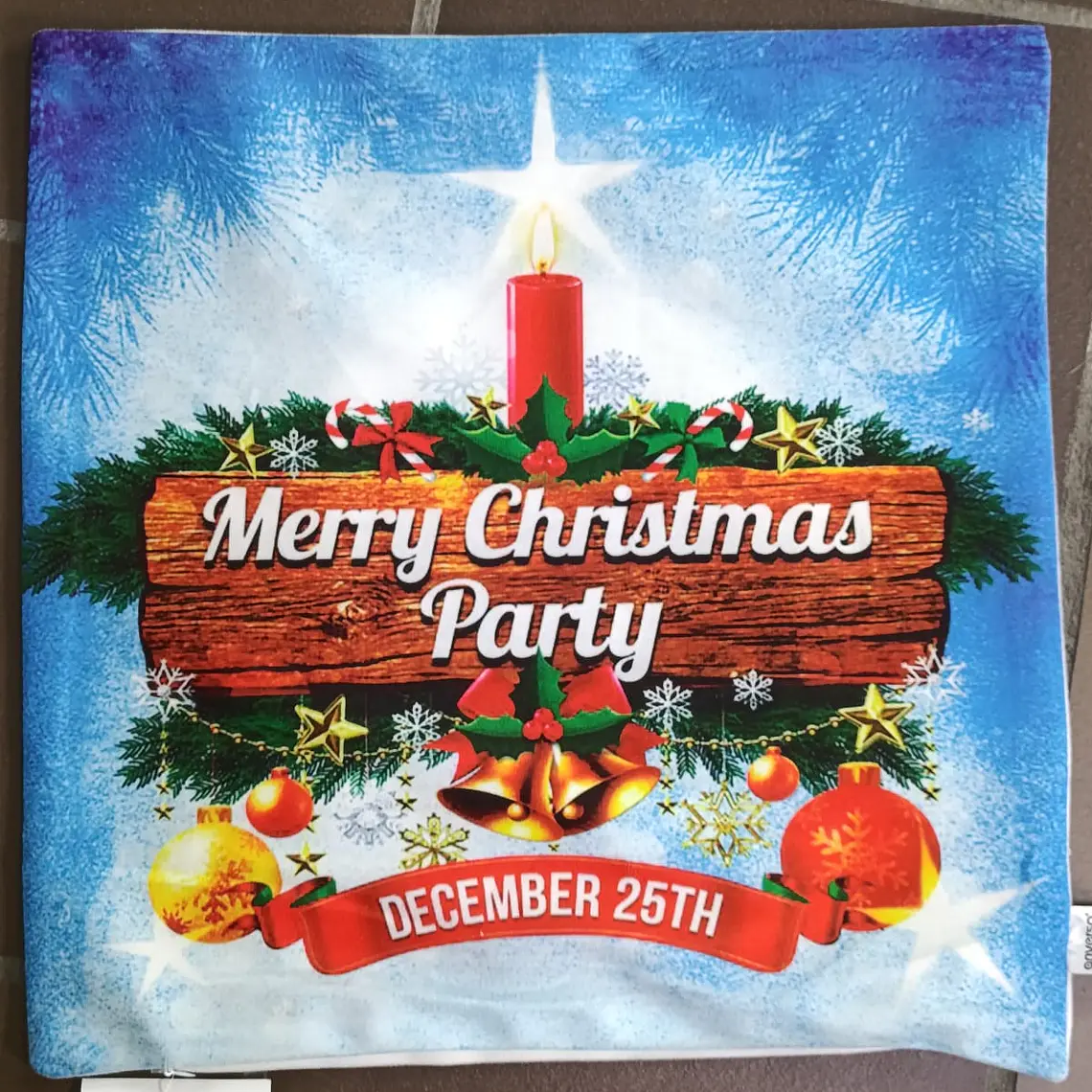 Funda de Cojín Navidad 50x50 – Vela Navideña 2