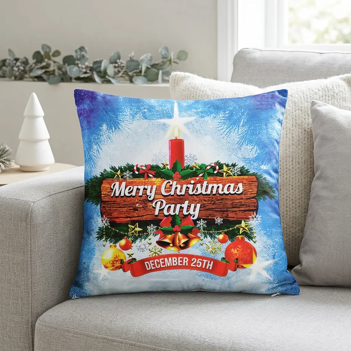 Funda de Cojín Navidad 50x50 – Vela Navideña 4