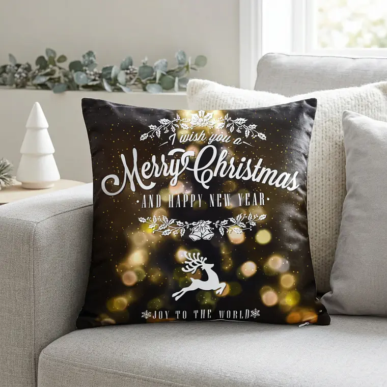 Funda de Cojín Navidad 50x50 – Reno de Luces 2