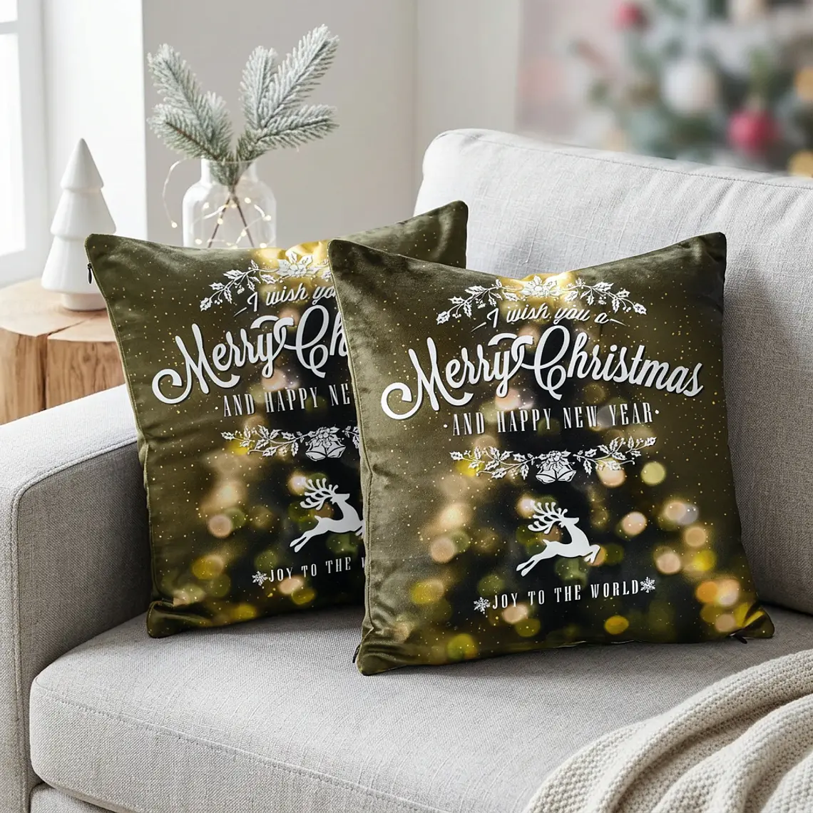 Funda de Cojín Navidad 50x50 – Reno de Luces 4
