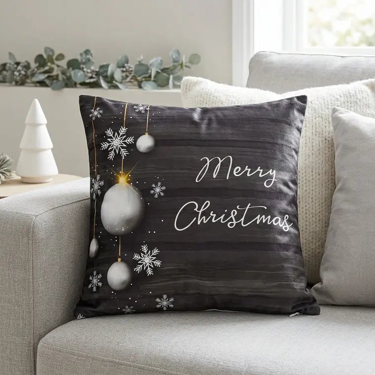 Funda de Cojín Navidad 50x50 – Noche Plateada 2