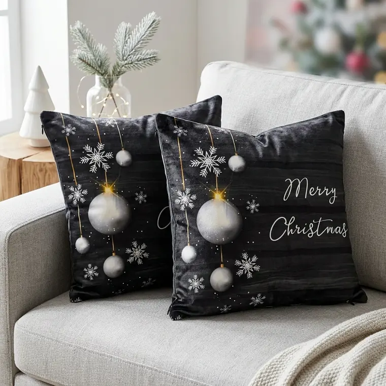 Funda de Cojín Navidad 50x50 – Noche Plateada 3