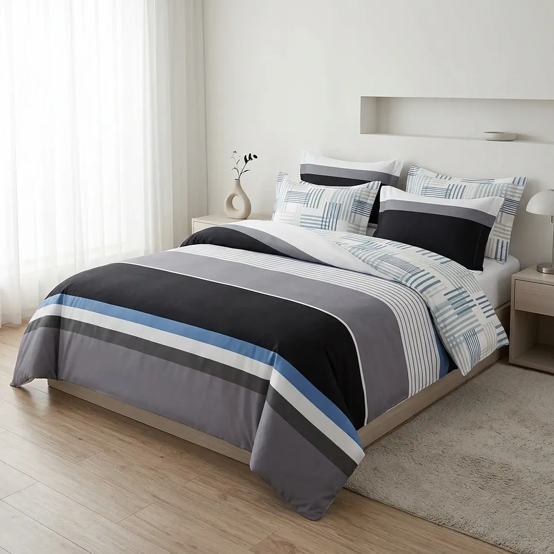 Juego De Cama Estampado  Bloques Urbano Moderno 2