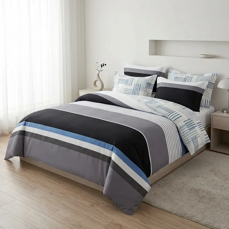 Juego De Cama Estampado  Bloques Urbano Moderno 2