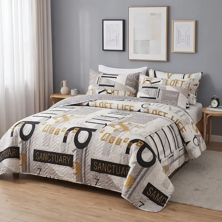 Cubrecama Quilt Estampado Home 1