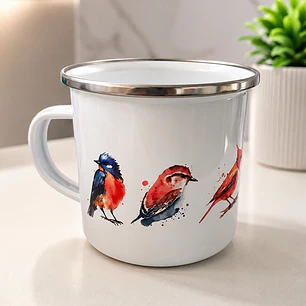 Taza Metálica Aves